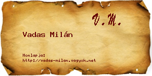 Vadas Milán névjegykártya